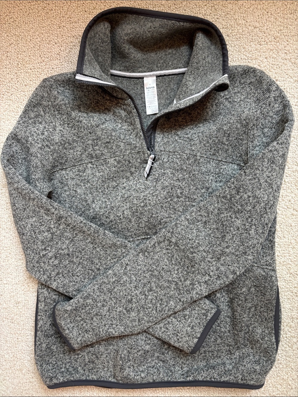 Ivivva - by lululemon Heather Gray Zip-Neck Fleece Pullover